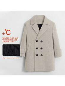 Young Boys Overcoat, Children Warm Jacket, College Style With Extra Lining, Autumn/Winter - Beige - View 11