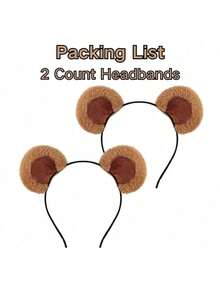 1 pieza/2 piezas Diadema con orejas de oso marrón adorable y ajustable, diadema con orejas de oso, adecuada para fiestas de disfraces, fiestas de noche, maquillaje, lavado de cara, accesorios para el cabello de mujer, diadema para atar, disfraz de Halloween (Debido a las diferencias en la iluminación de la toma y los parámetros de la pantalla de la cámara, puede haber ligeras diferencias de color en el producto) - Multicolor - Ver 4