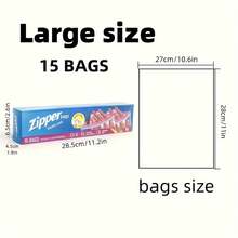 15/20/30pcs Small/Medium/Large Sandwich Bags With Double Lock Seal - Thick, Refrigerator Freezer Bags For Food Storage & Freshness, Reusable Zipper Bags For Easy Sealing, Multi-Purpose Kitchen Organization Essentials, Sandwich Bags - Large (15 Pieces) - View 4