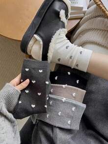 5 Paar Herzmuster Knöchelsocken, modische und vielseitige Kniestrümpfe, zufällige Auswahl