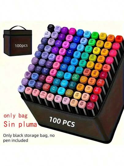 A Set Of 100 Markers, Including A Large-Capacity Storage Box, A Multifunctional Canvas Pen Holder, And A Portable Folding Pencil Case, Perfect As A Holiday Gift For Storing 100 Colored Pens(Only The Bag, No Marker),Stationery