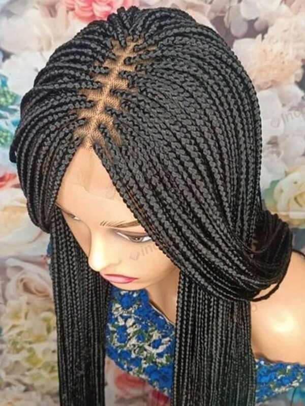 A ANYTIME Synthetic Braided Wigs For Black Women Full Lace Wig Braid African Knotless Box Braids Hair Lace Front Wigs Cheap Cornrow Braids