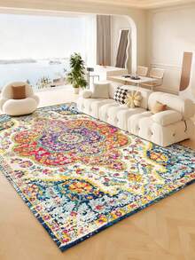 European Style Indoor Decorative Large Rug, Pearl Velvet Material Washable Bottom Indoor Carpet, Living Room Rug, Sofa Rug, Bedroom Rug, Non-Slip Bedside Mat, Dining Room & Kitchen Rug, Office Chair Pad, Entrance Mat, Outdoor Picnic Mat, Outdoor Camping Blanket - Multicolor-4 - View 13