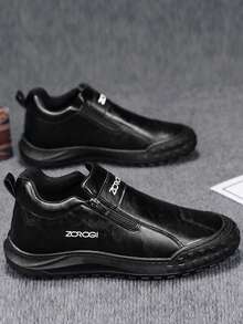 Men's Casual Sports Shoes, Personalized Double Zipper Mid-Top Boots, Fashionable Versatile Waterproof Thick-Soled Increased Height Leather Shoes, Tire Sole Sneakers, Outdoor Hiking Shoes, Chelsea Boots, Warm Lining Autumn/Winter Boots, Furry Warm Outdoor Shoes, Fashionable Men Shoes - 黑色 - 查看 4