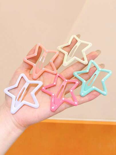 10pcs/Set Cute Star Shaped Hair Clips, Pastel Color Hair Pins For Bangs & Hairstyles, Suitable For Girls & Women, Versatile For Daily, School, Date Occasions, Hair Slide, Hair Barrettes