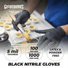 Ammex GPNB GlovePlus Black Nitrile Glove, Latex , Disposable, Powder , Small (Box of 100)(L (Paquete de 100) Negro) - Tipo 1 - Ver 3