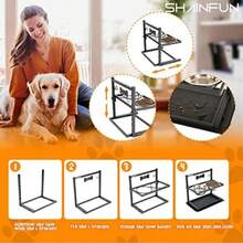 Cuencos elevados para perros, soporte elevado de altura ajustable para perros (de 3.5 a 11 pulgadas), con comedero lento, estación de alimentación para perros con organizador de almacenamiento y cesta(perros grandes) - Tipo 8 - Ver 8