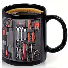 1pc 11oz Black Mechanic Toolbox Mug, Mechanic Coffee Cup, Auto Repair Gift, Perfect For Birthday, Party, Holiday, Christmas Gift - Multicolor - View 13