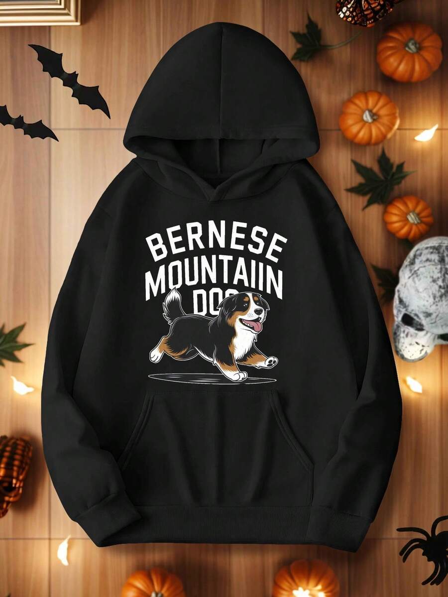 Sudaderas casuales para mujeres con diseño de perro de montaña de Berna - Oscuro - Ver 1