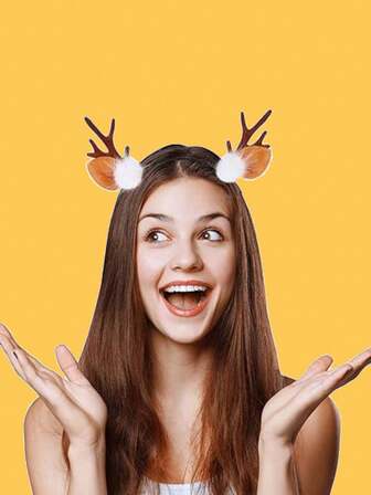 1件2026新年头饰，飘逸发饰，驯鹿角发箍，森林圣诞装饰甜美发箍