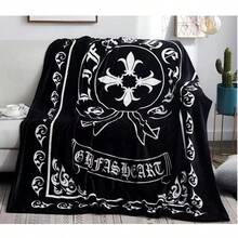 Throw Blanket Chrome Cross Heart Blanket Lightweight Napping Sofa Blanket Plush Flannel Blanket Quilt