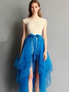 1pc Asymmetrical Hem Tuxedo Dress, Asymmetrical Mermaid Dress, Asymmetrical Puff Dress, Flowy Performance Dress, Glass-Like Maxi Dress, One-Piece Apron, Ruffled Layered Trailing Dress, Suitable For Weddings, Banquets, Performances, Parties, Bridal Party, Stage Shows, Cosplay, Travel Photography Props, Dance Recitals, Halloween Costumes Fall Clothes For Women