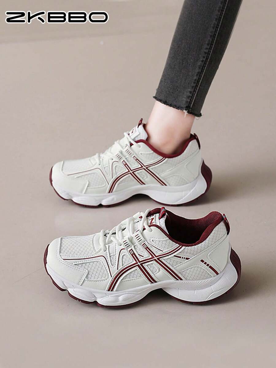ZKBBO 女士舒适简约圆头休闲运动鞋，适合健身、跑步、运动、网球等四季穿着