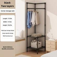 多功能转角衣帽架，独立式坚固高大衣帽架，带鞋架和挂钩，适用于玄关、衣柜、卧室和客厅，黑白两色，2 层和 3 层