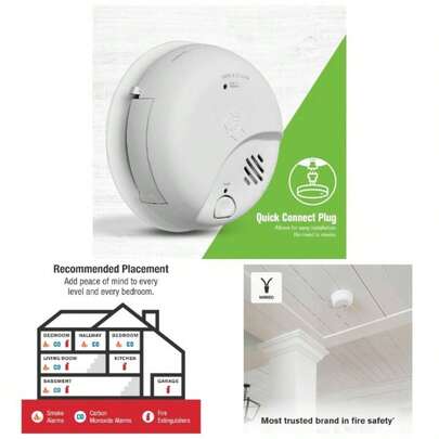 Combination Carbon Monoxide Alarm Interconnect Hardwire Detector With Backup 1 - Pack Black Metal Design For Home Safety