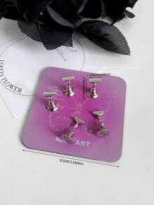 Decoraciones de arte de uñas, cruzada de alta demanda de mariposas, corazones y formas geométricas de colores con base metálica magnética, soporte de exhibición de arte de uñas coreano, accesorios de fotografía, manualidades DIY