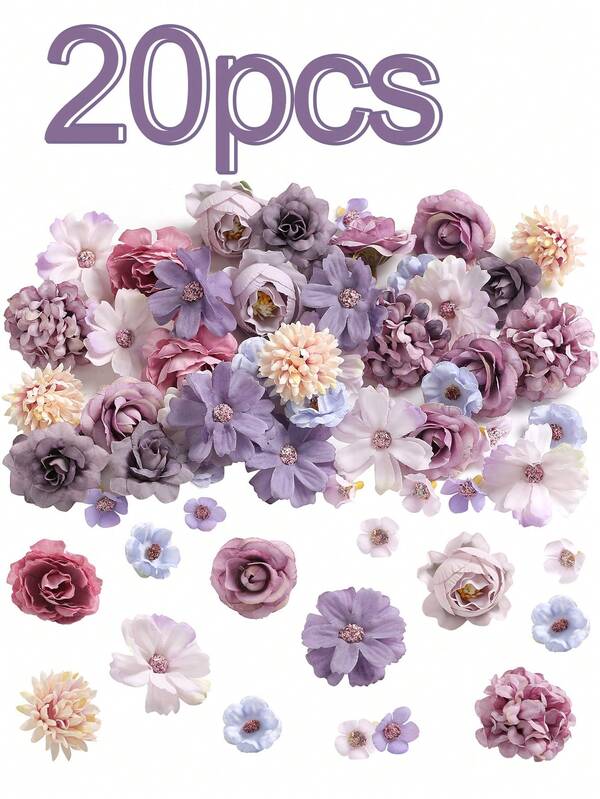 20 DIY Blue Mini Artificial Flowers Wedding Party Props And Decorations (With Box)
