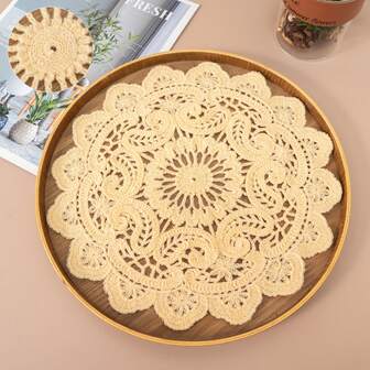 1/2/4/6pcs Water-Soluble Embroidered Placemats & Coasters, French Cream Style Decorative Mats, Home, Wedding, Party, Daily Table Decor