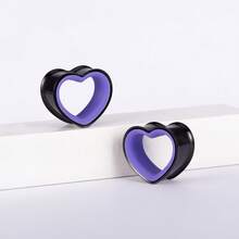 2pcs Stainless Steel Dual-Tone Heart Shaped Ear Gauges, Suitable For Various Ear Types, Ear Piercing Jewelry, Earrings, New Low Allergy Accessories, Gift For Women - Heart - View 53