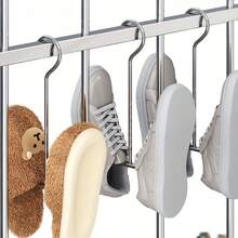 5/10pcs Heavy Duty Stainless Steel Shoe Hooks, Corrosion-Resistant Metal Wall-Mount Space-Saving Design, Quick Assembly, Multi-Purpose Waterproof Shoe Organizer For Home Entryway Bathroom Kitchen Retail Closet, Shoe Storage Rack Hanger System - Silver - View 2
