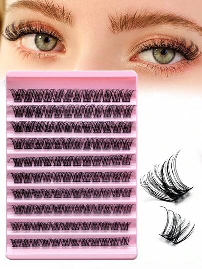 120 szt. rzęs D Curl Natural Look Segmentowane sztuczne rzęsy Dramatyczny D Curl 8-16 mm Mix DIY przedłużanie rzęs Krzyżowe rzęsy kępki Cienki pasek wielokrotnego użytku sztuczne rzęsy do salonu i użytku domowego