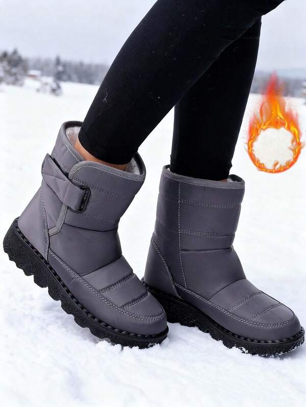 36-45 Plus Size Women Thick Warm Snow Boots, Short Shaft, Round Toe, Anti-Slip, Thick Lining, Winter Boots