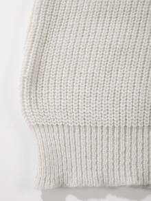Lightweight Casual Textured Knit Sweater, Minimalist Design, Loose Fit Crew Neck Pullover For Unisex, Suitable For Autumn/Winter - Beige - View 7