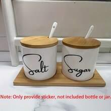 8pcs/Sheet Only Sticker For Kitchen Bottle Labels Decals, Tea Coffee Sugar Baking Salt Label Decal Waterproof Removable Vinyl Sticker For Jar Decoration - Black - View 5