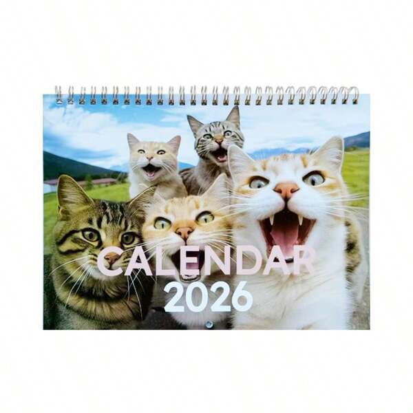 2026 Cats & Friends Wall Calendar - Funny Cat Selfie Series, 12 Month Photos, Perfect Gift For Cat Lovers, English Language, Paper Material, Daily View, January To December, Cat Lover Gift | Fun Design | Durable Paper, Cat Lover Gift, Small Calendar, Digital Wall Calendar, Calendar Flip Rod Coating, Annual Desk Calendar, Year Big Calendar, Dachshund Items/All, Desk, Wall Calendar, Fun Calendar