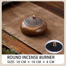 1 件木制圆形香炉，带龙凤盖，条纹盖，多种款式可选，禅茶道香炉，木制家居装饰，中式室内创意摆件，带盖和香座 - 紅白色(圓形) - 查看 19