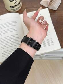 1条优雅友谊手链，真皮表带，兼容表带，女士运动风格，适用于38mm、40mm、41mm、42mm、44mm、45mm、46mm、49mm表盘；表带兼容 Ultra 10/9/8/7/6/5/4/3/2/1 SE系列 - 黑色 - 查看 3