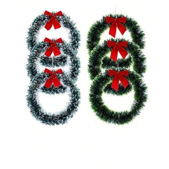 1Pc11.81in Christmas Garlands, Easy Wall Hanging, Dark Green Frost Tip Metal Garlands With Red Bows For Christmas Trees And Indoor And Outdoor Decorations, Perfect For Holiday, Wedding And Party Decorations, Home Decorations, Room Decorations Christmas D