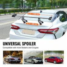 GT Wing Car Spoiler, 43.3 Inch Universal Spoiler With Single Deck, Adjustable Lightweight Aluminum, Car Rear Spoiler Wing, Racing Spoiler BGW/JDM Drift Black - Single Layer Long Bracket Without Holes - View 2
