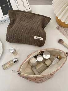 Borsa cosmetica in corduroy con motivo floreale ditsy, di grande capacità, borsa portatile per il trucco, custodia con cerniera per rossetti, pennelli, prodotti per la cura della pelle, telefono cellulare, piccoli oggetti per uso domestico, viaggi, vacanze e scuola. Borsa per il trucco, custodia per il trucco, borsa per prodotti per la cura della pelle, borsa da toilette, cubi per l'imballaggio, regali per damigelle, regali per la mamma, regali di compleanno, articoli essenziali per viaggi, articoli essenziali per crociere, articoli essenziali per il dormitorio