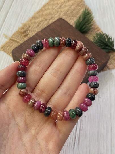 1 pezzo Braccialetto con perline di pietra arcobaleno - alla moda, semplice e versatile | Unisex, adatto per amici e coppie | Un braccialetto casual adatto per l'uso quotidiano