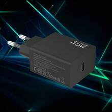 45W USB-C Wall Charger, GaN Technology Supports PPS Fast Charging, C-Type Power Adapter And Type-C To C 45W Fast Charging Data Cable, Compatible With MacBook Pro/Air, 17/16/15, IPad Pro/Air, Galaxy Tab S8/59, Pixel Etr (Black) - EU C Type Plug(220-240V) - View 5