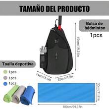 Bolsa de Tenis, Mochila Padel Resistente al Agua Raquetero, Cruzada Mochila Tennis Bag para Hombres y Mujeres pare Termo, Ropa, Bádminton, Pickleball y Otros Accesorios - Negro - Ver 3