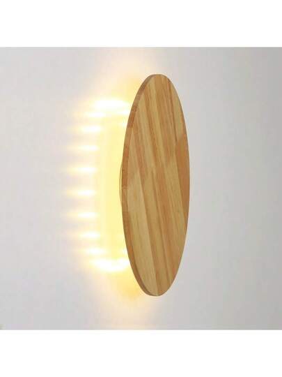 Alpinaluz 12W LED Wand Lamps, Ø20cm, Round Wood, Warm Indirect Verlichting Bedroom Kitchen view 4
