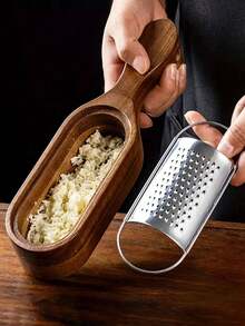 1 件不锈钢奶酪磨碎器，带红木储物盒，奶酪切碎工具 - 彩色 - 查看 2