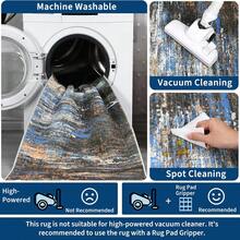 Washable Rug, Modern Abstract Area Rug For Living Room, Ultra Soft Short Pile Floor Rug For Indoor Use, For Bedroom, Floor Covering, Rug For Home Office Decoration - Xanh lam/Nâu - Xem 8
