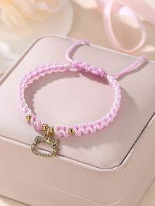 1 chiếc vòng tay đính hạt hình mèo dễ thương Sanrio, vòng tay đôi đa năng. - Một cỡ - Xem 10
