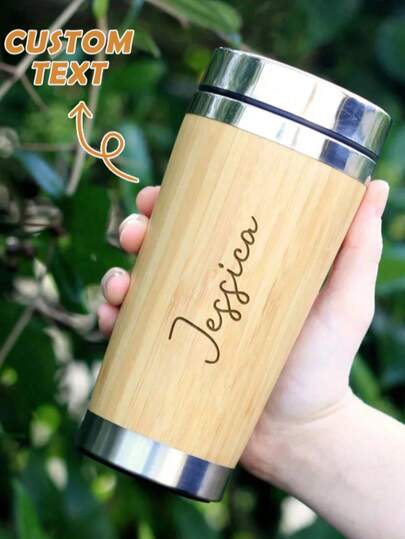 1Pc Personalised Metal Coffee Cups, Personalized Carved Coffee Cup, Custom Travel Mug, Personalized Tumbler, Reusable, Easy To Clean, Exquisite, Fashionable, Ideal Gifts For Him, Ideal Gifts For Her, Her, Boyfriend, Girlfriend, Dad, Mom, Family, Friends, Kitchen, Dining Room, Bedroom, Office, Living Room, Home