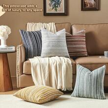 1 pièce Housse de coussin en fausse fourrure texturée, housse de coussin décorative douce à rayures pour canapé, chaise, chambre à coucher, salon, décoration de la maison