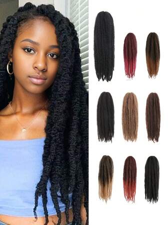 24Inch 1 Pc Pre-Separated Afro Extension Hair Suitable Soft Locs Synthetic Marley Twist Braiding Hair Extension Black Brown Black Brown Gradient Black Wine Red Gradient Multicolor For Women Used Daily Party Cosplay Party