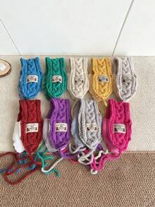 Protetores de ouvido trançados à mão, com fio de pelúcia tricotado, aquecedores de orelha, alças de inverno, versáteis, para rostos pequenos e quentinhos. Protetores de ouvido brancos.