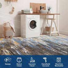 Washable Rug, Modern Abstract Area Rug For Living Room, Ultra Soft Short Pile Floor Rug For Indoor Use, For Bedroom, Floor Covering, Rug For Home Office Decoration - Xanh lam/Nâu - Xem 10