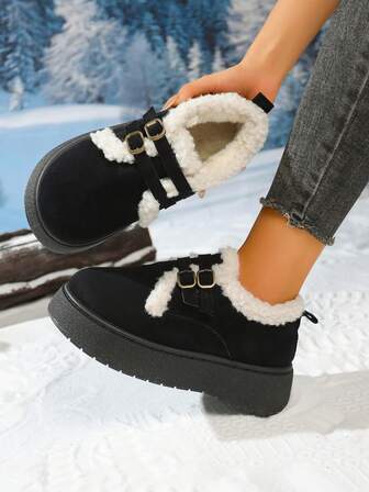 Women's Fashion Buckle Thick Thermal Lining Sports Boots