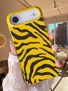Zebra Print Phone Case Cover Protective Shockproof Back Cover Stylish Animal Pattern Design Fashionable Unique Print Slim Fit Lightweight Durable Anti Scratch Bumper Case For Women Men Compatible With Iphone 17Promax/17Pro/17Air/17/16Promax/16Pro/16Plus/16/15Promax/15Pro/15Plus/15/14Promax/14Pro/14Plus/14/13Promax/13Pro/13/12Promax/12Pro/12 - 黃色 - 查看 1