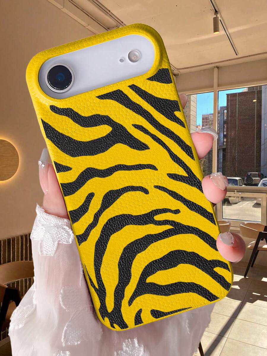 Zebra Print Phone Case Cover Protective Shockproof Back Cover Stylish Animal Pattern Design Fashionable Unique Print Slim Fit Lightweight Durable Anti Scratch Bumper Case For Women Men Compatible With Iphone 17Promax/17Pro/17Air/17/16Promax/16Pro/16Plus/16/15Promax/15Pro/15Plus/15/14Promax/14Pro/14Plus/14/13Promax/13Pro/13/12Promax/12Pro/12 - 黃色 - 查看 1