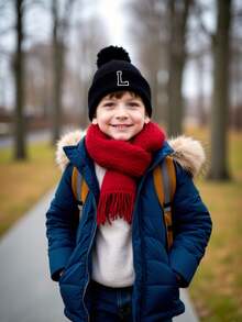 1pc Knit Hat With Pom Pom, Suitable For Baby Boys, Baby Girls, Children, Minimalist Style Winter Warm Hat, Suitable For Outdoor Activities And Daily Commute - Black 2 - View 2